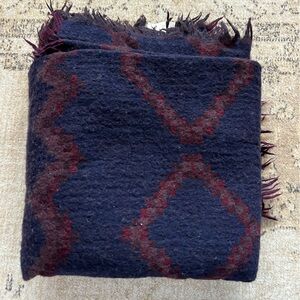 Wilfred Burgundy and Navy Textured Blanket